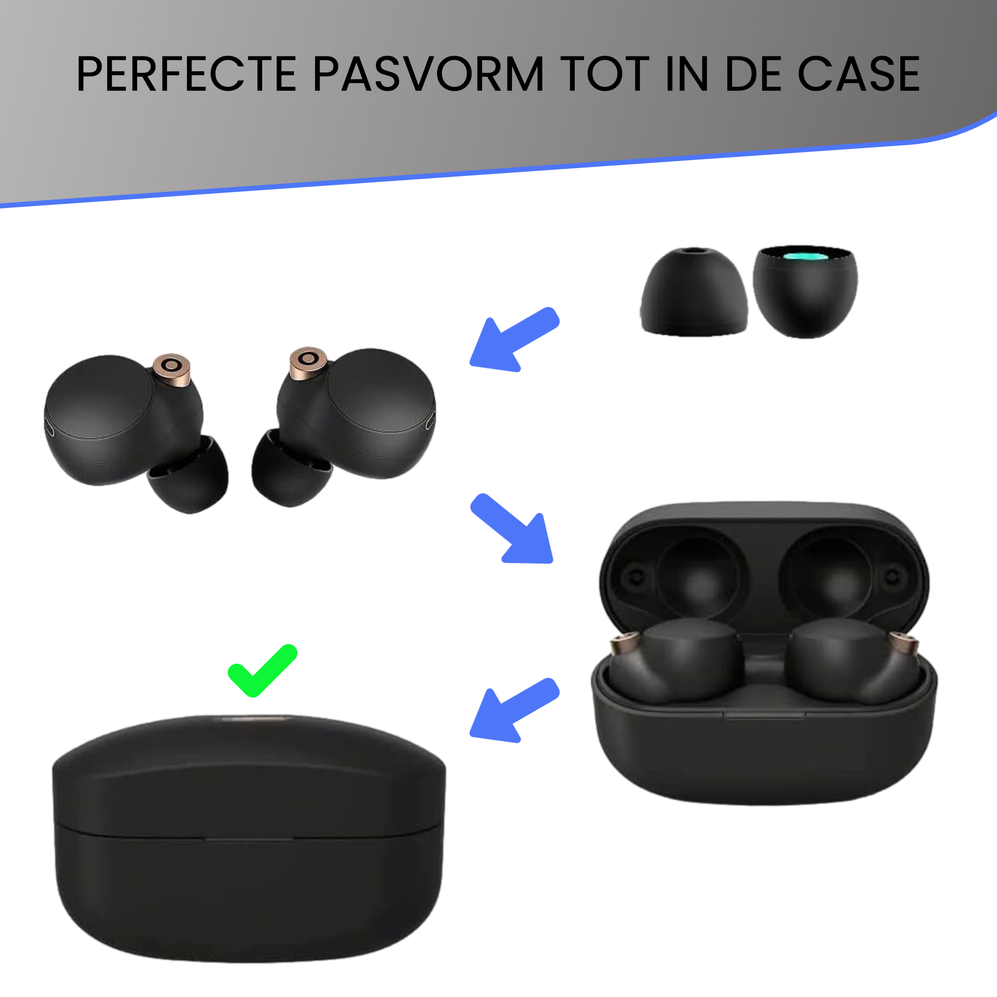 Oordopjes geschikt voor Sony WF-1000XM4 - Sony vervanging eartips - 5 paar oordopjes geschikt voor Sony WF-1000XM5 Zwart