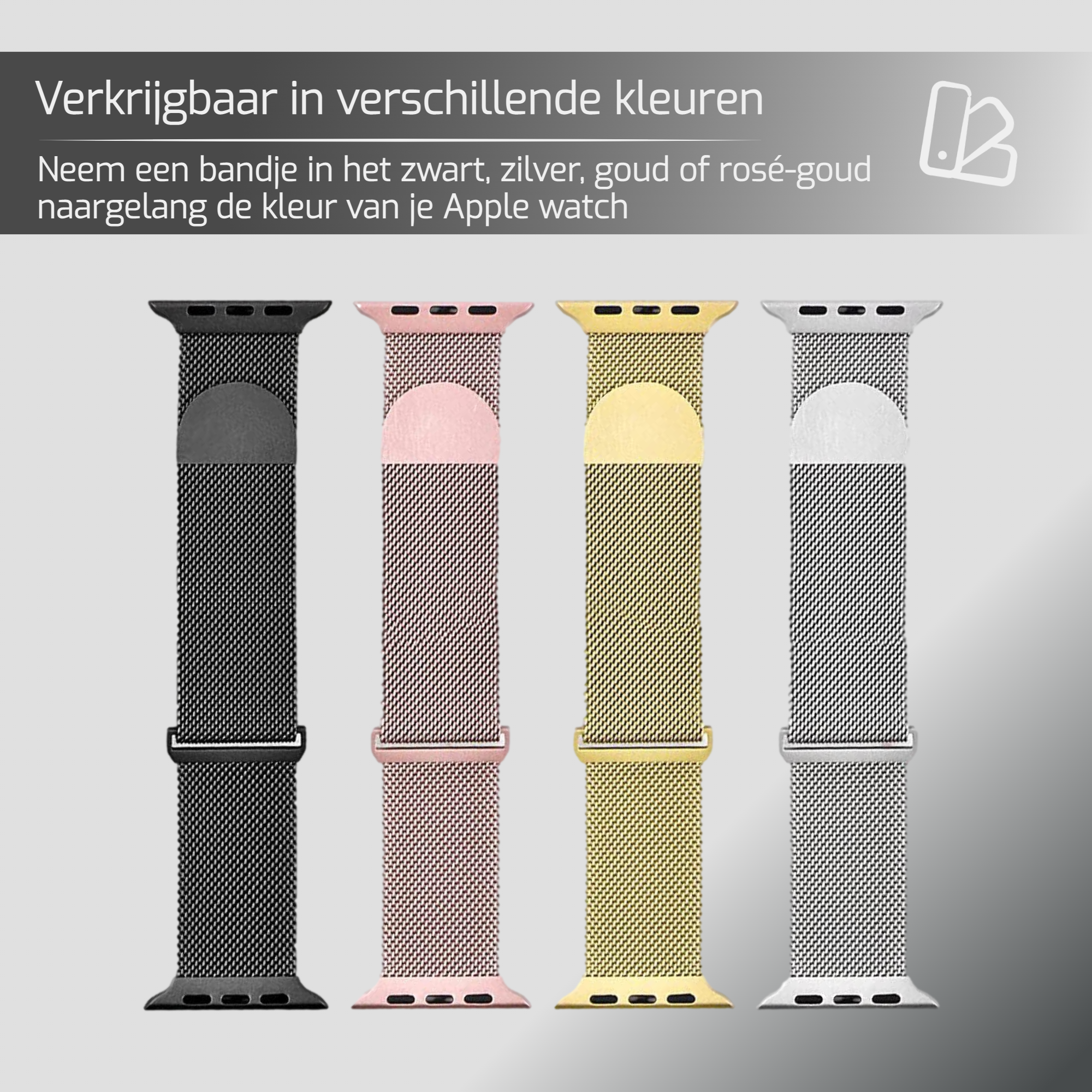 Milanees bandje voor Apple watch Series 1, 2, 3, 4, 5, 6, 7, SE, 38/40/41mm en 42/44/45mm