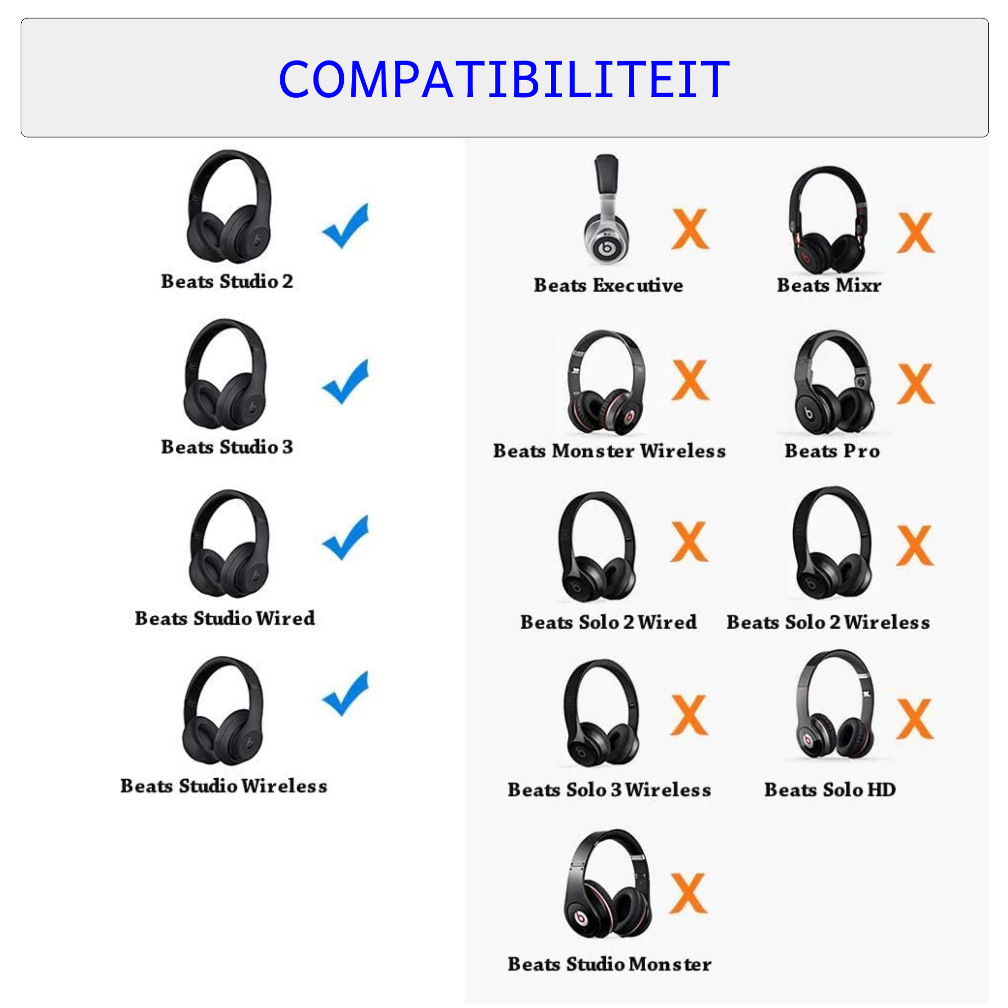 Oorkussens voor Beats By Dr. Dre Studio 2.0/3.0 wireless