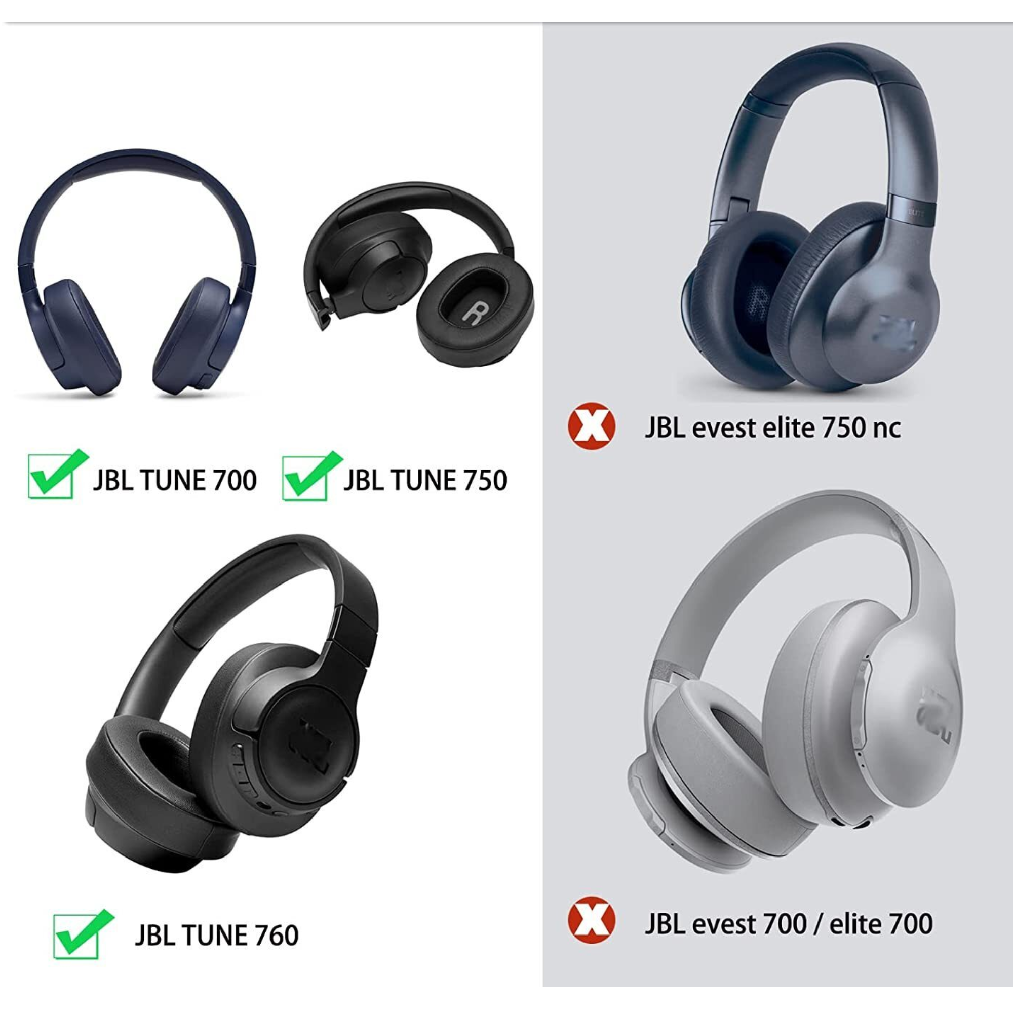 Oorkussens voor JBL TUNE 700 / 750 BTNC / 760