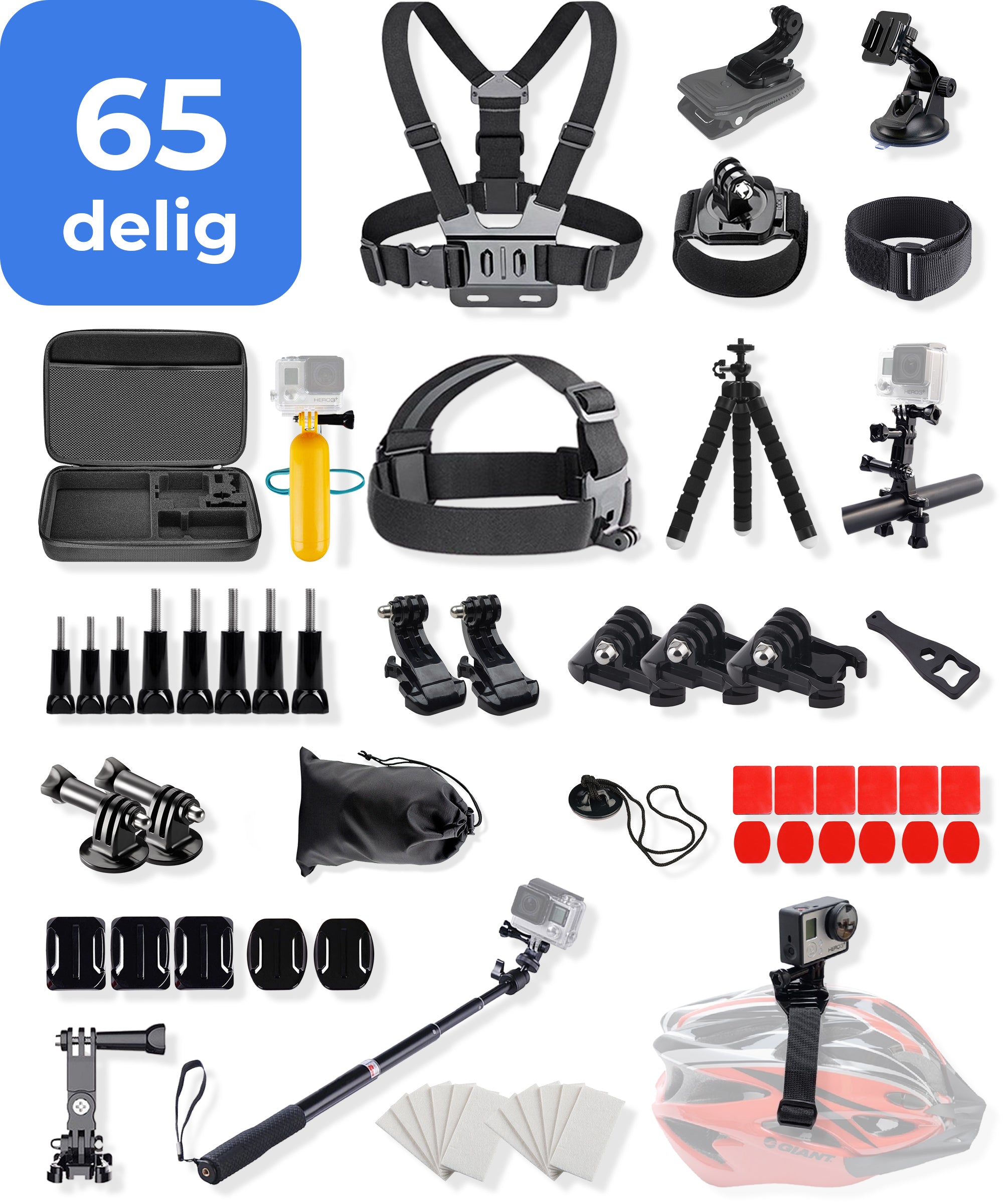 Actioncamera Accessoire-set 65-delig - Geschikt voor o.a. GoPro