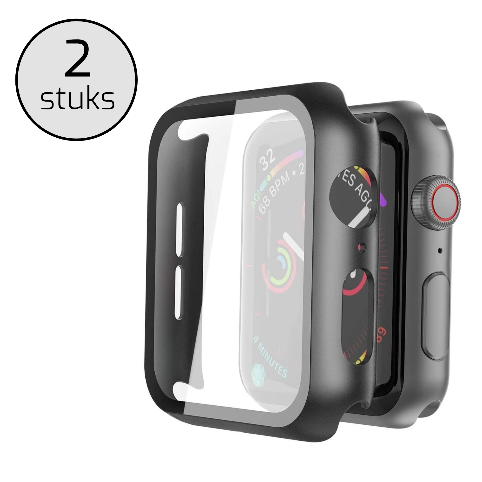 Tempered glass + beschermhoes voor Apple watch (x2)