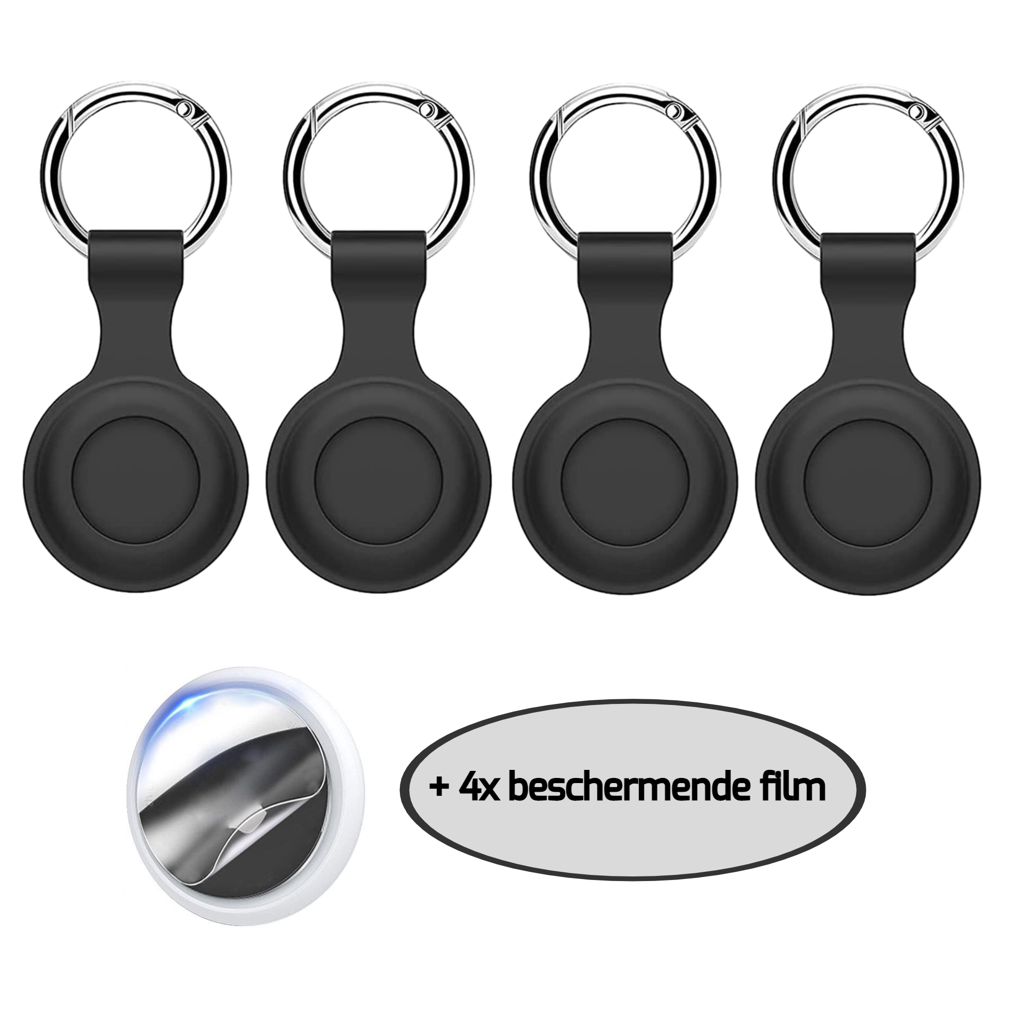 Sleutelhangers voor Apple Airtag (x4) + beschermende film (x4)