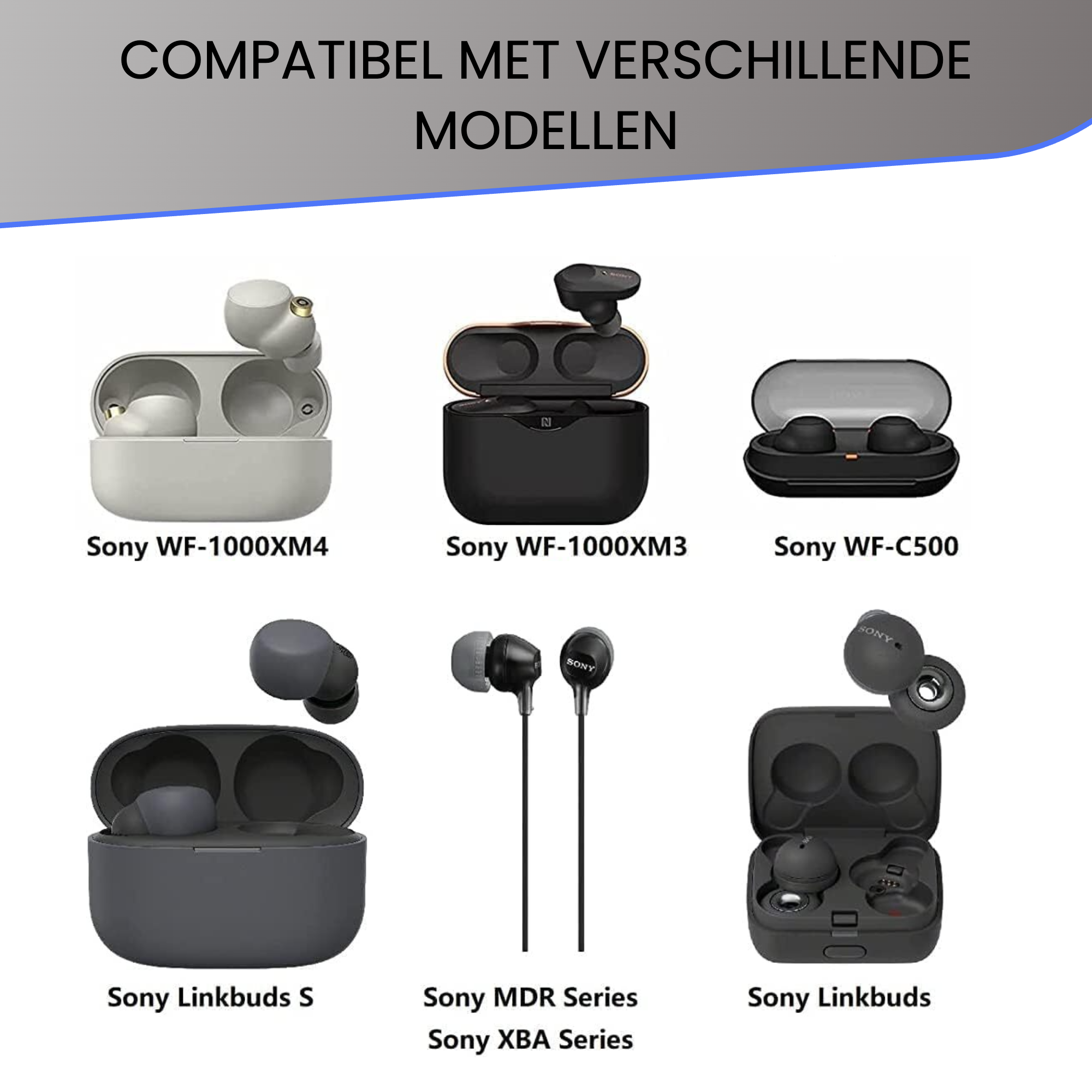 Oordopjes geschikt voor Sony WF-1000XM4 - Sony vervanging eartips - 5 paar oordopjes geschikt voor Sony WF-1000XM5 Zwart